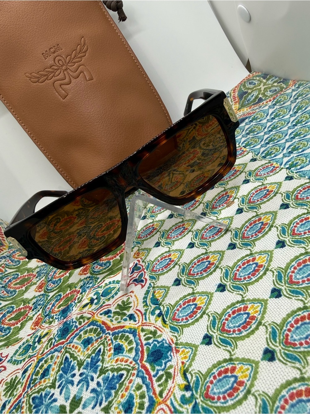 MCM Tortoise Shell Sunglasses with Brown Case